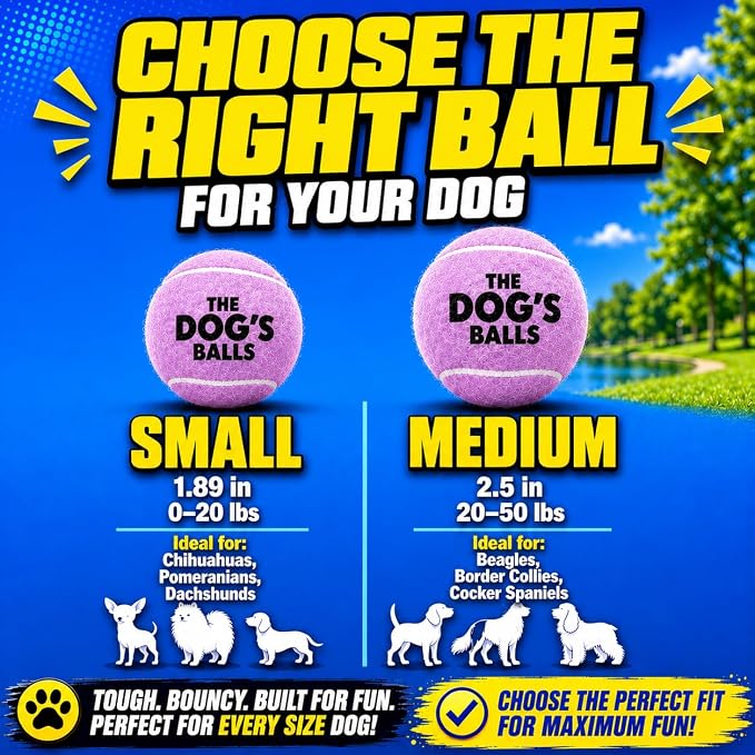 The Little Dog’s Balls Small Dog Tennis Balls 6-Pack Lilac Floats in Water | Our fetch balls combine non-abrasive felt exterior and a thicker rubber core Durable Dog Toy for Outdoor Play & Training