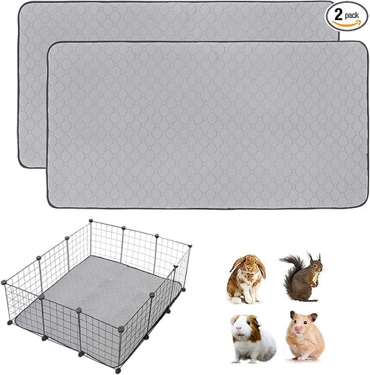 Guinea Pig Cage Liners, 36''X36'' Washable Guinea Pig Pee Pads, Non Slip Reusable Super Absorbent Guinea Pig Training Mat Bedding Fleece for Small Animals Hamster Rabbit Chinchilla Rat, 2Pack
