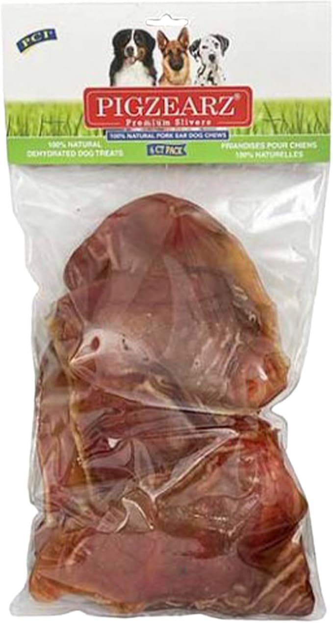 PCI -Pet Center, Inc Pigzears - 100% Pig Ears - Dog Treat - 6 Count