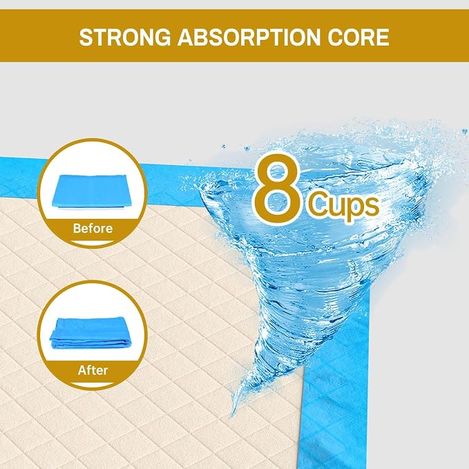 Gardner Pet Ultra Absorbent Thicker Dog Pee Pads Extra Large XL 28"x34" Leak-Proof Odor-Control Blue Puppy Training Pads Full Edge-Wrapping Pad for Dogs, Puppies, Doggie, Cats, Rabbits - 50 Ct