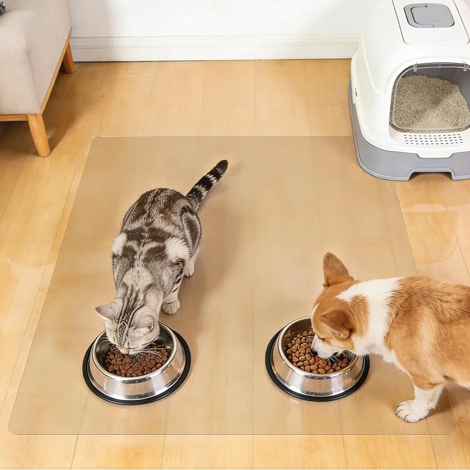 Clear PVC Floor Mat, 1.5mm Thick Waterproof Protective Mat for Hard Floors, Under Refrigerator, Pet Bowls, or Appliances – Cuttable, Easy to Clean (48"x 48")