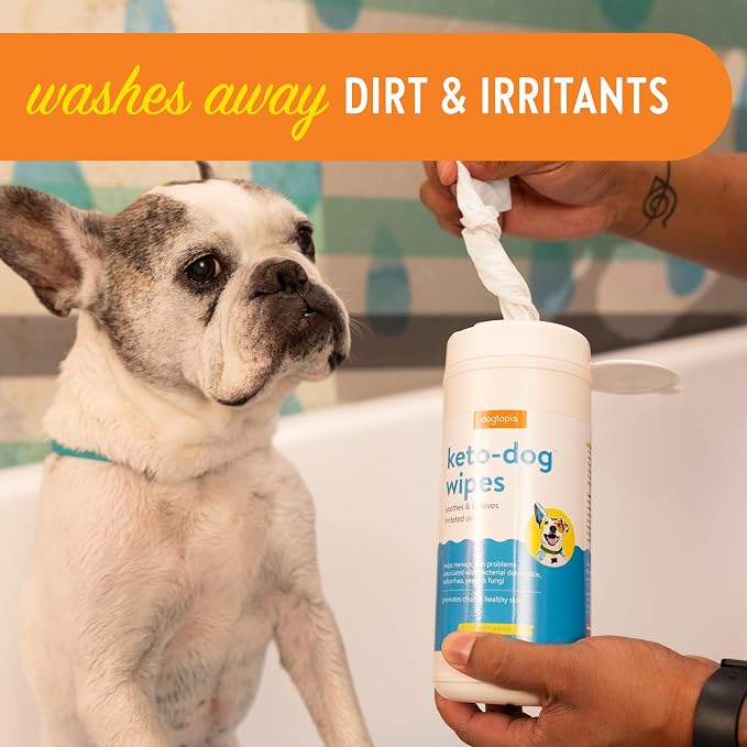 Dogtopia Keto Dog Wipes for Pets (60ct) | Soothing and Convenient Wipes for Pets’ Irritated Skin | Relief for Skin Problems in Dogs