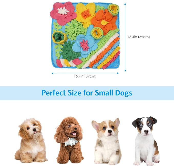 AMIR Snuffle Mat for Dogs, Sniff Mat Slow Feeding Mat, Encourages Natural Foraging Skills, Slow Eating, Help Stress Relief and Training, Dog Puzzle Toys, 15 inch