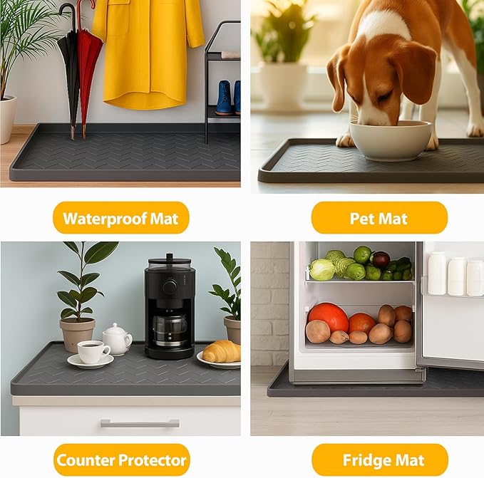 TigeJoy Waterproof Under Sink Mat 22" x 19", Shelf Liner Protector in Kitchen and Bathroom, Silicone Cabinet Liners for Organizers and Storage, Fit as Drawer Mats or Drip Tray