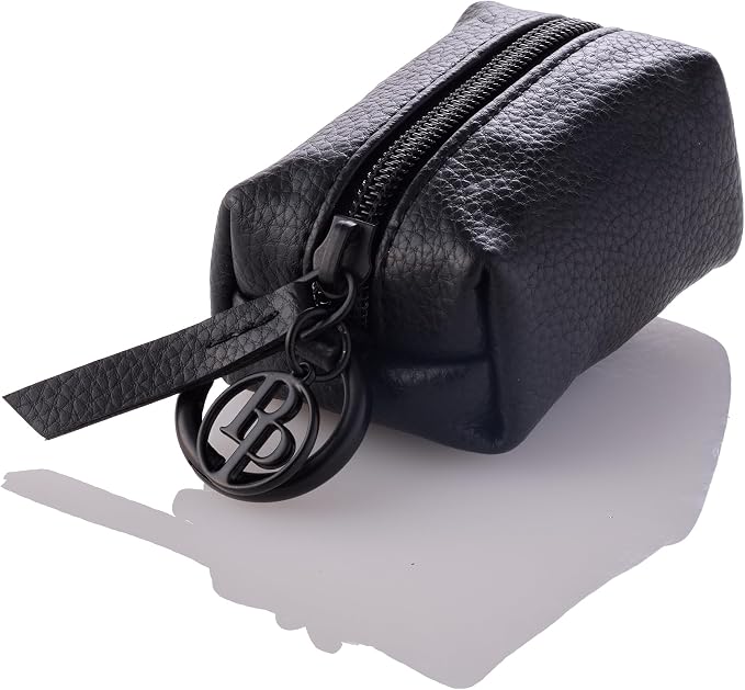 Rein - The Recycled Vegan Leather Pouch Durable Heavy Duty Bag Holder, Leash Attachment Made With Sustainable Materials, Custom Hardware for Small, Medium & Large Dogs, Black Beauty