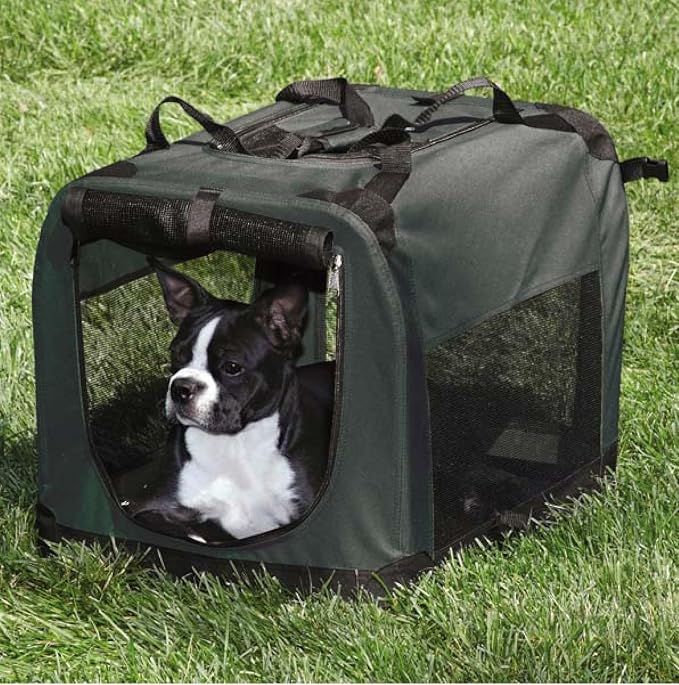 Dog Crate Soft Side Collapsible Charcoal Grey Sturdy Light Weight Portable Travel (XSmall 24" x 16" x 16")