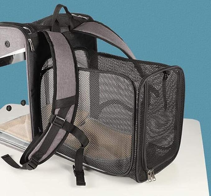 OLOTU Pet Backpack Expandable and Portable Cat Backpack, Adjustable Ergonomic Dog Backpack Carrier, Double Safety Security Design Cat Carrier Spacious