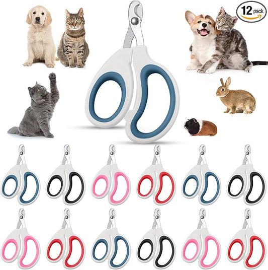 Therwen 12 Pcs Cat Nail Clipper Bulk Cat Nail Trimmer Kitten Claw Clippers Pet Nails Cutter Claw Care for Cats Kittens Bunny Puppy Rabbit Gatos Sharp Safer (Single-Hole,White Series)