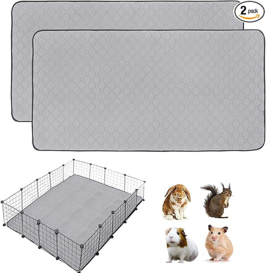 Guinea Pig Cage Liners 48''X60'', 2 Pack Guinea Pig Bedding Washable, Non Slip Reusable Super Absorbent Guinea Pig Pee Pads Mats Fleece for Small Animals Hamster Rabbit Chinchilla Rat