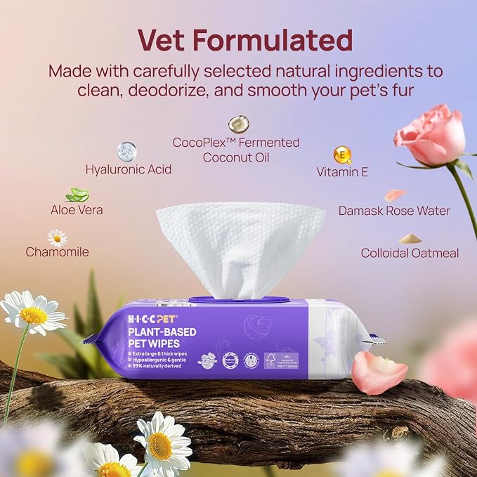 HICC PET Wipes for Dogs and Cats, Vet-Recommended Hypoallergenic Dog Wipes for Paws, Butt and Fur, Dog Cleaning Wipes & Dog Bath Wipes, Deodorizing Grooming Wipes for Dogs, Cats, Horse, 100 Count | Pet Wipes for Paws & Butt, Dog Bath Wipes, Deodorizing...