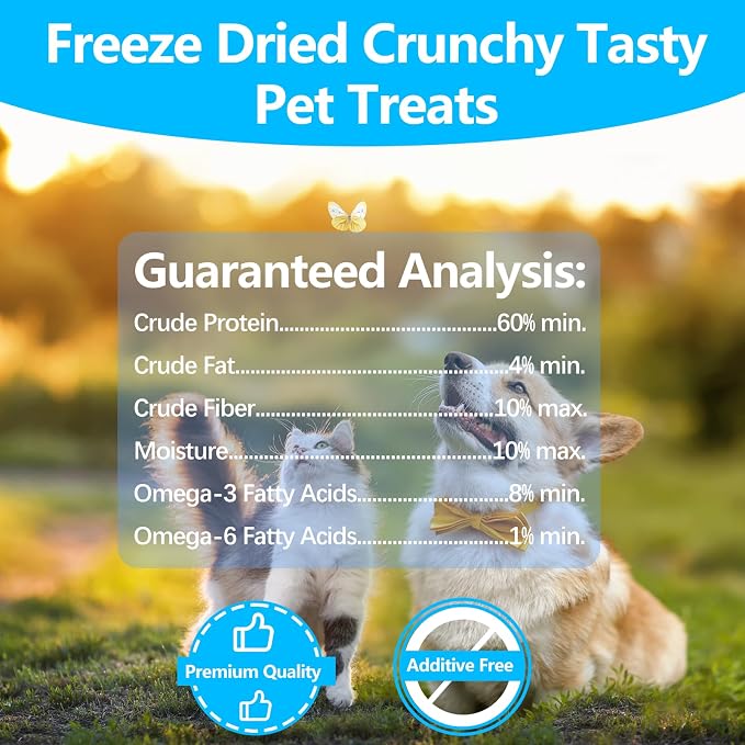 Minnows Freeze Dried Minnows, 100% Natural Premium Cat & Dog Treats, Freeze Dried Pet Treats for Cats Dogs Bulk Package (4.5 OZ)