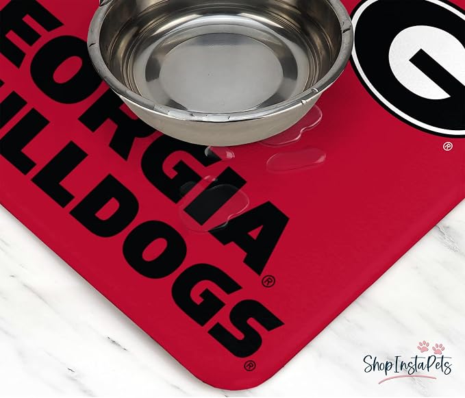Georgia Bulldogs Officially Licensed Food and Water Mat for Dogs and Cats | 18" x 29" | Non-Slip | Water-Proof