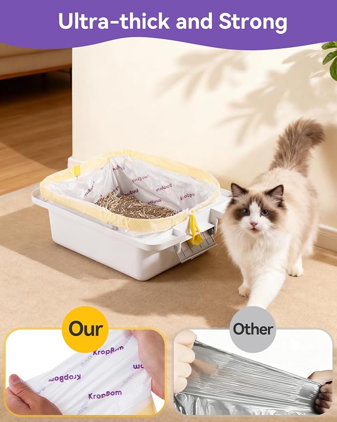 120 Count Automatic Cat Litter Box Liners Compatible with PetPivot AutoScooper 11/12 and Similar Open Top Self Cleaning Litter Box, Heavy Duty Cat Litter Bags Liners with Drawstring, 25.19" x 11.8"