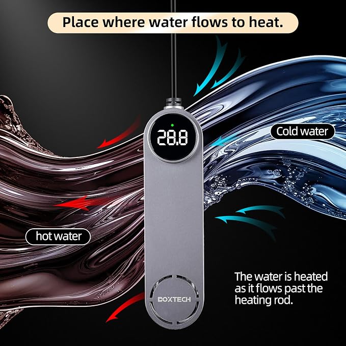 UPETTOOLS Submersible Aquarium Heater with Digital Thermostat, Adjustable Temperature Fish Tank Heater with Overheat Protection, for Small Freshwater Tanks