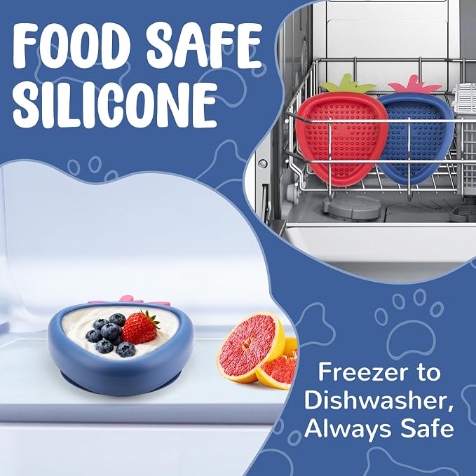 Freeze Dog Lick Bowl, Animire Non-Slip Slow Feeder Lick Mat for Dogs, Silicone Dog Enrichment Bowl for Distraction Anxiety Relief Boredom, BPA Free, Dishwasher Safe(Dark Blue,L)