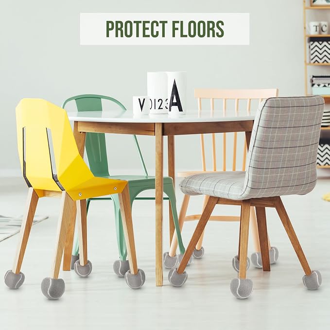 Macarrie 12 Pcs Precut Tennis Balls for Chairs Glide Balls Bulk Chair Leg Floor Protectors Chair Foot Covers with Storage Bag for Furniture Leg Floor Protection