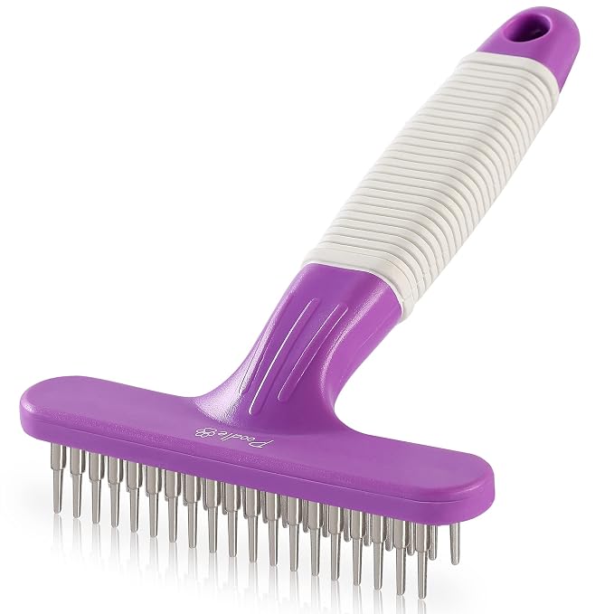 Poodle Pet Dog Grooming Rake + Dematting Comb Black Bundle