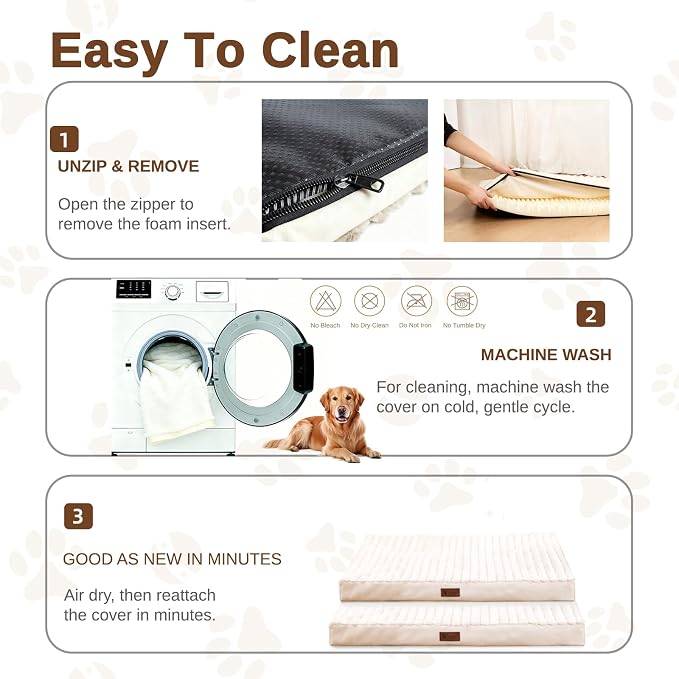Orthopedic Dog Bed with Firm High-Density Egg Crate Foam Mattress,Machine Washable Cover & Non-Slip Bottom for Small Breeds & Toy Dogs (Beige, 23" L x 17" W x 3" H)