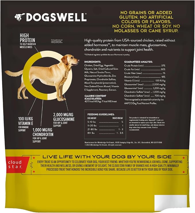 Dogswell Hip & Joint Grillers Dog Treats, Chicken, 24 oz. Pouch