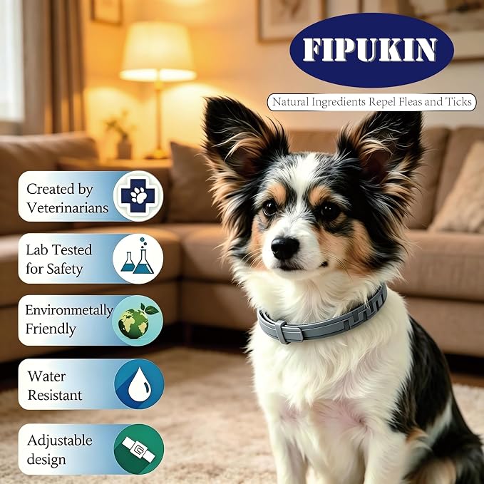Flea and Tick Collar for Small Dogs, 2‑Pack | 8‑Month Waterproof Protection with Natural Essential Oils | Includes Comb & Tick Removal Tool
