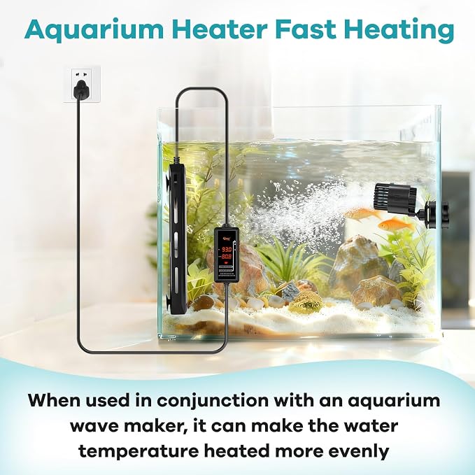 hygger Submersible Aquarium Heater, Adjustable Temperature Fish Tank Heater with Overheat & Dry Run Protection Alarm for Freshwater Saltwater Fish Tanks, 300W for 40-70 Gallon