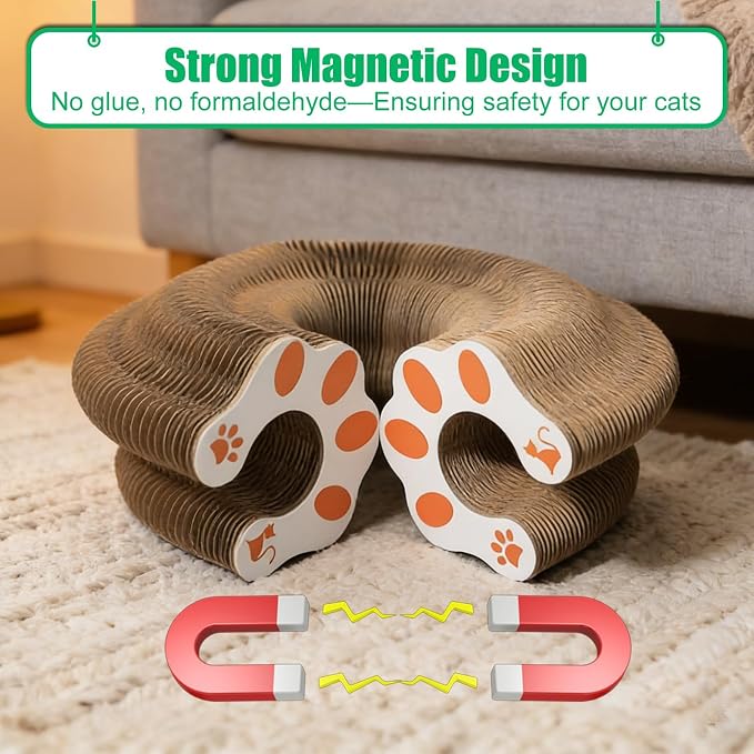 2 Pack Kitty kurls cat Scratcher – Foldable Kitty Curls Scratching Board, Magic Organ cat Toy with Reversible Corrugated Pads for Indoor Small Cats