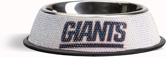 The Memory Company Officially Licensed Stainless Steel Pet Bowl, Premium Bling Team Logo Dog & Cat Food & Water Dish, Non-Slip Rubber Base, for Large/Small Breeds