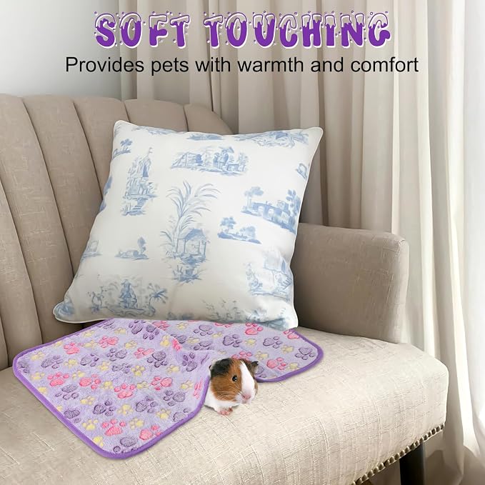 YUEPET Waterproof Guinea Pig Blankets Washable 3 Pack Small Animal Fleece Cage Liners Pet Soft Sleep Mat Pad Cover Warm Flannel Throw for Hamster Guinea Pig Rabbit Chinchilla Hedgehog Ferret 23"×16"
