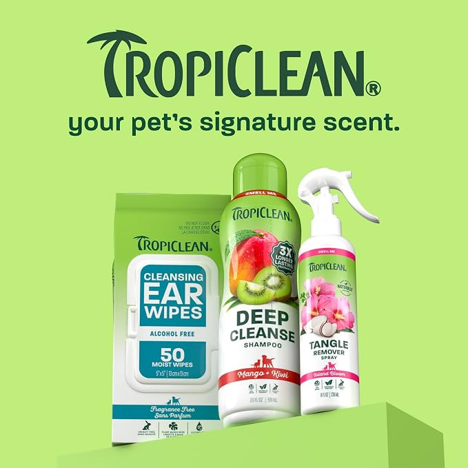 TropiClean Deep Cleansing Dog Shampoo, Powerful Odor Control, Puppy Safe, Made in The USA, Cat Friendly, 20oz.