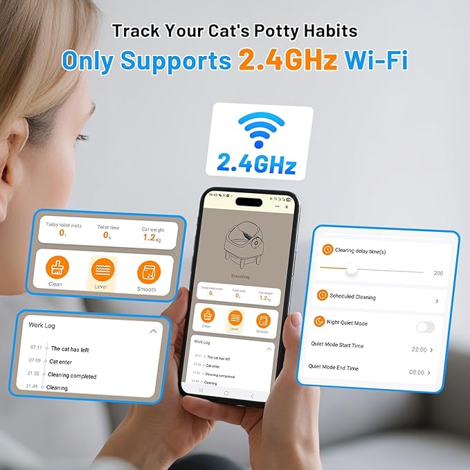 SUW Self Cleaning Cat Litter Box, Open-Top Automatic Litter Box for Multiple Cats, Large Capacity Robot, APP Control, Safety Protection, 2 Rolls Litter Liners Bag, 1 Odor Eliminator, Cat Gift