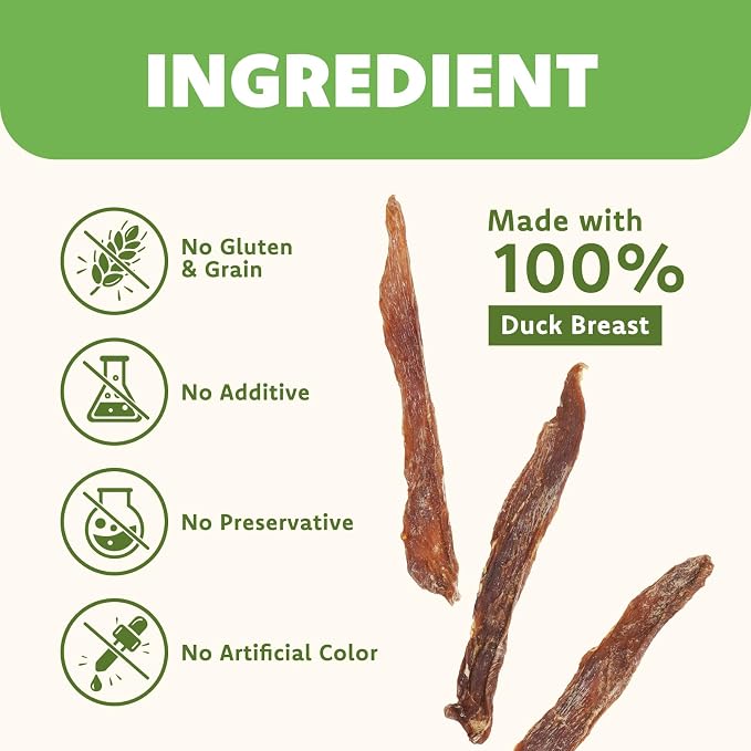 MON2SUN Dog Treats Duck Jerky, Single-Ingredient, Rawhide-Free, High Protein, Low Fat, Training Treats for Small to Large Dogs, 21.2 oz