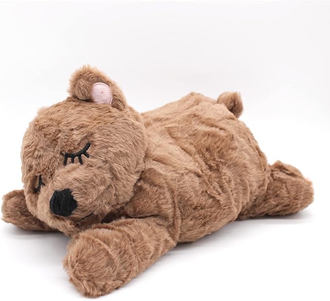 3T GROUP Puppy Heartbeat Toy Sleep Aid for Dog Heartbeat Toy for Puppy Essentials Stuffed Animal Anxiety Relief Plush Pillow Calming Aid Toys(Coffee)