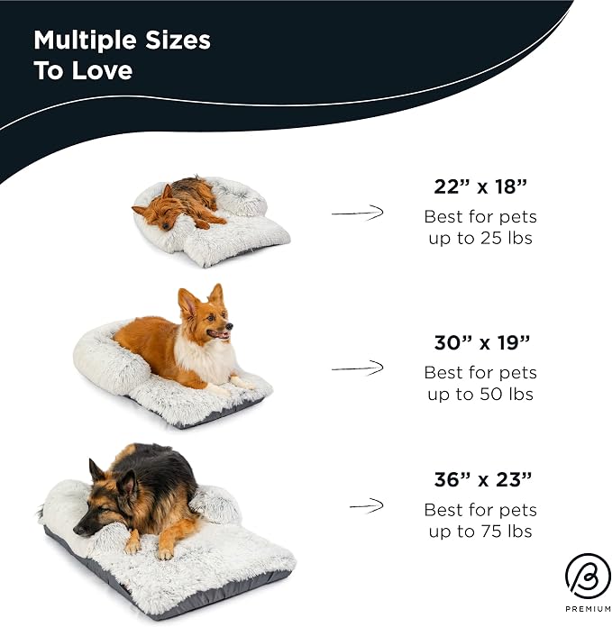 Best Friends by Sheri Nap Mat Dog Bed with Bolster - Washable Crate Pad, Removable Cover, Frost, Large, 36x21