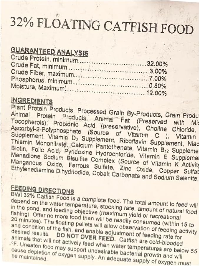 Evergreen Farm and Garden 50 lbs Catfish Food 32% Protein 4% Fat - Lake, Pond, or Aquarium Fish