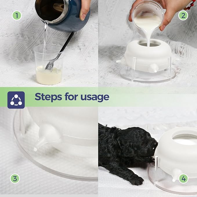 200ml Silicone Multi-Pet Milk Feeder with 4 Nipples(White) | Feeds 4 pets at once! Silicone, Stable base, Smooth milk flow. Leak-proof needles seal unused nipples. Includes syringe.