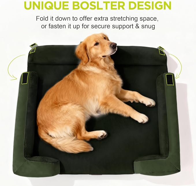 Extra Large Dog Bed - Washable Orthopedic Huge Pet Bed for Big Dogs Waterproof Cover Pet Couch Soft with Memory Foam with Bolster, 48 x 30