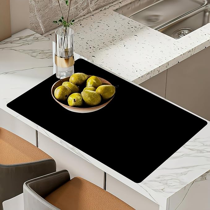 2MM Super Thick Large Silicone Mat, 23.6"x31.5", Non-Slip Heat Resistant, Thicken Kitchen Counter Mats, Waterproof Countertop Protector for Craft (Black)