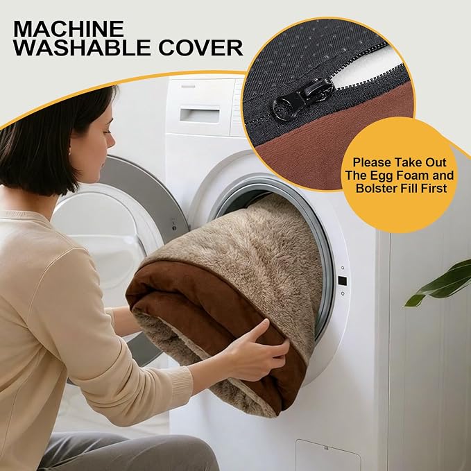 Orthopedic Dog Bed for Extra Large Dogs - Gel Memory Foam Pet Bed with Waterproof & Washable Cover, Contoured Bolster Design for Dogs & Cats (Brown, 44.0" L x 31.5" W x 7.5" Th)