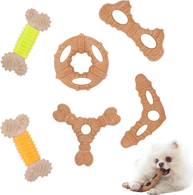 Puppy Chew Toys 6 Pack, Indestructible Dog Toy for Small Dogs, Dog Bones for Aggressive Chewers Puppy Teething Toys to Keep Them Busy, 30lbs and Under