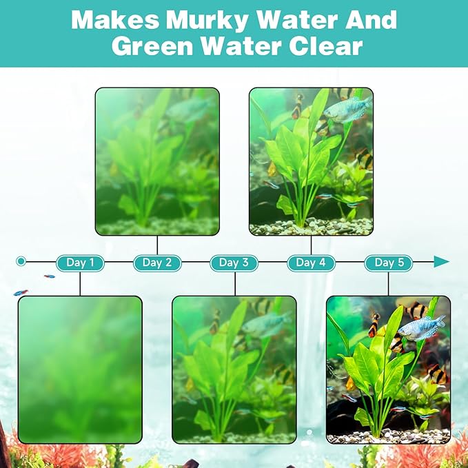 hygger Aquarium Filter U-V for 20-60 Gallon Tank, Submersible Internal Fish Tank Filter for Green Water and Algae Clean, 14W Power Pump with Adjustable Air Supply System for Saltwater Freshwater