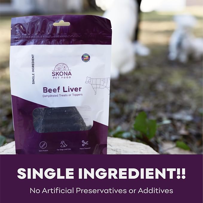 Skona Chicken & Beef Liver Jerky Treats Bundle (2X 4oz) | Single-Ingredient | Dogs & Cats | Protein-Rich, Hypoallergenic, Dental Care, Energy Boost | USA Made