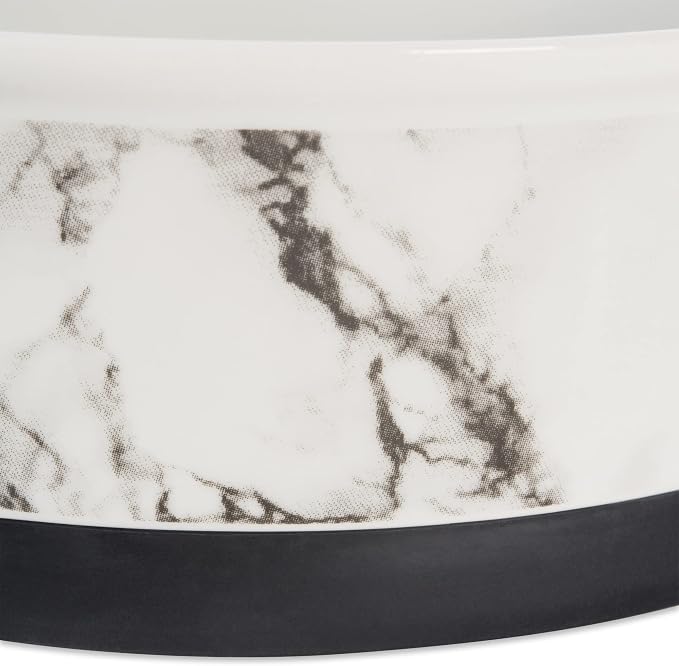Bone Dry Pet Bowl Collection Ceramic Set, Large, Marble, 2 Count, White