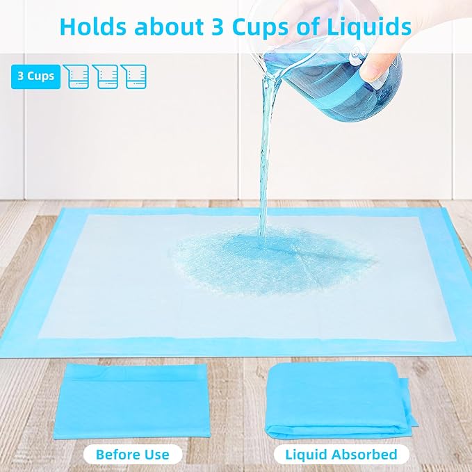 FluffyDream Super Absorbent Waterproof Dog and Puppy Pet Training Pad, Housebreaking Pet Pad,Blue (28"X30"(100PCS))