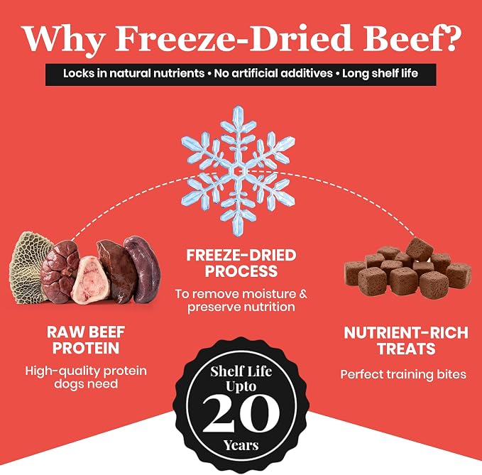 Freeze Dried Raw BLT & Bone Dog Food (3 Lb), Beef Liver and Tripe Recipe with Ground Bone, High Protein Freeze Dried Dog Food and Topper for Dog's of All Life Stages, Made in USA