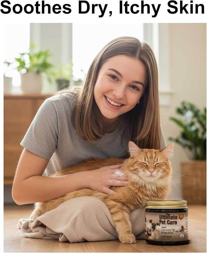 Organic Coconut Oil for Dogs & Cats Skin and Coat, 32 oz, Natural Treatment for Itchy Skin, Dry Elbows, Paws & Nose