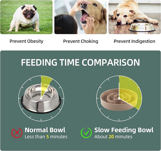 Havniva Ceramic Slow Feeder Dog Bowls, 1.2 Cups Dog Bowl Slow Feeding for Small and Medium Breed, 7.3inch Puzzle Dog Food Bowl Slow Feeder Non-Slip Anti-Gulping and Anti-Choking Reduces Bloating
