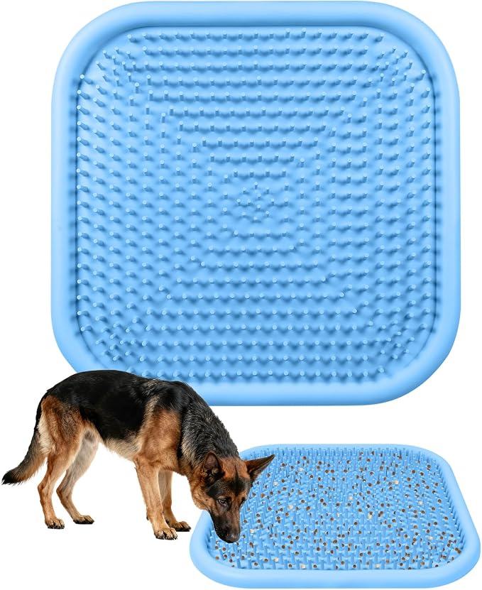 Snuffle Mat for Dogs, 23.6" x 23.6" Silicone Dog Feeding Mat Sniffing Interactive Feeding Game Encourages Natural Foraging Slow Feeder for Small/Medium/Large Dogs, Indoor & Outdoor (Blue)