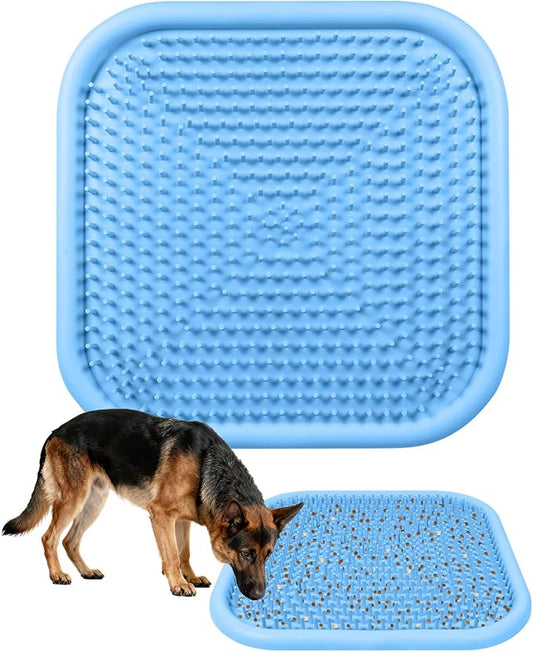 Snuffle Mat for Dogs, 23.6" x 23.6" Silicone Dog Feeding Mat Sniffing Interactive Feeding Game Encourages Natural Foraging Slow Feeder for Small/Medium/Large Dogs, Indoor & Outdoor (Blue)