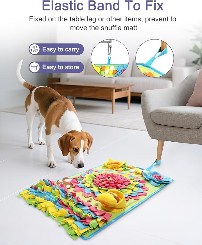 Snuffle Mat for Dogs -30.7 * 18.9inch Pet Treats Feeding Mat, Interactive Dog Puzzle Toy for Boredom, Dog Feeding Mats for Slow Feed, Relieve Anxiety, Encourages Natural Foraging Skills