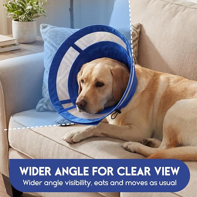 ASENKU Dog Cone Collar, Protective Recovery Dog Collar After Surgery, Comfy Adjustable Cone for Dogs to Stop Licking, Pet E-Collar for Small, Medium & Large Dogs(Blue, XL)